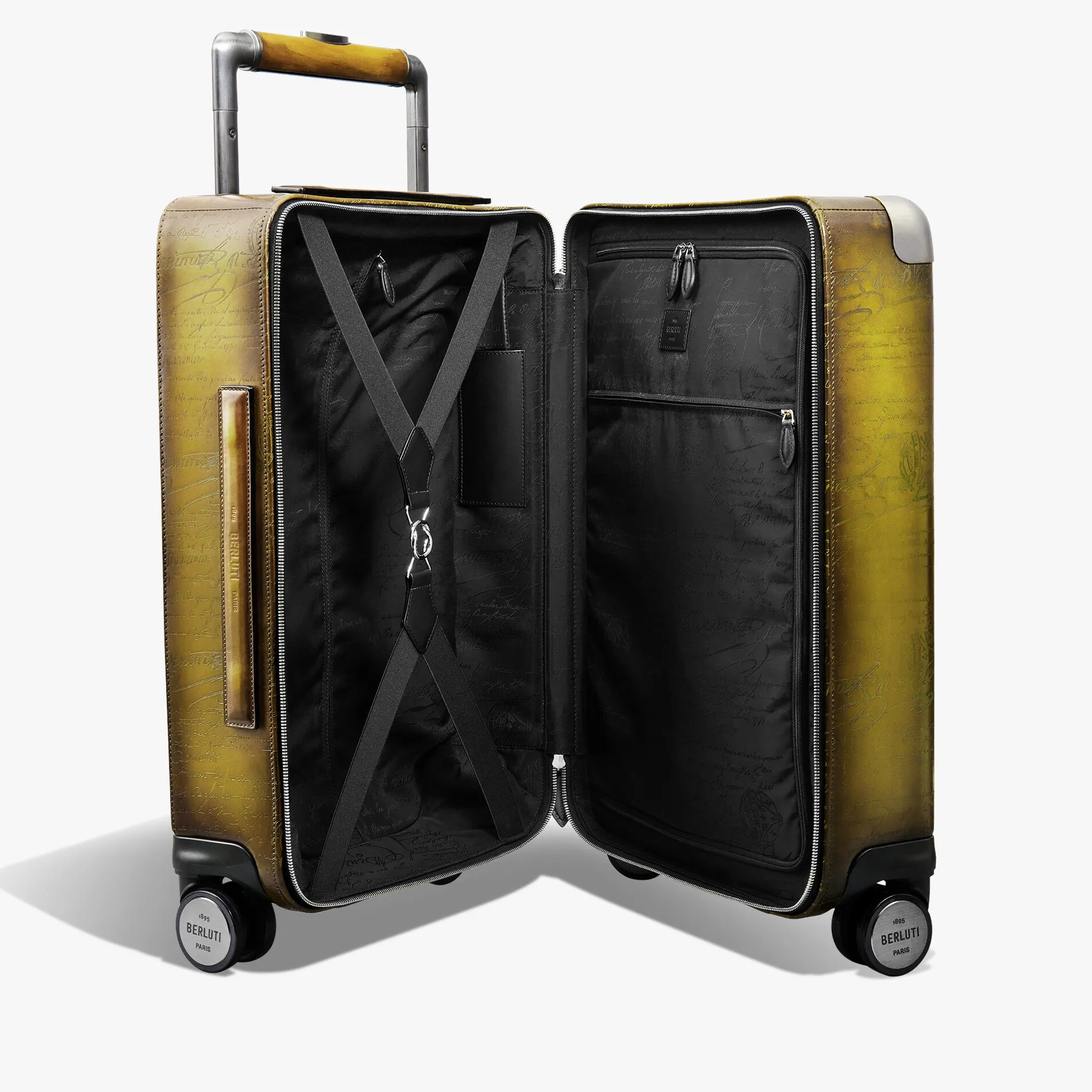 Berluti Bagage Roulant Formula1005 En Cuir Scritto | Sacs De Voyage