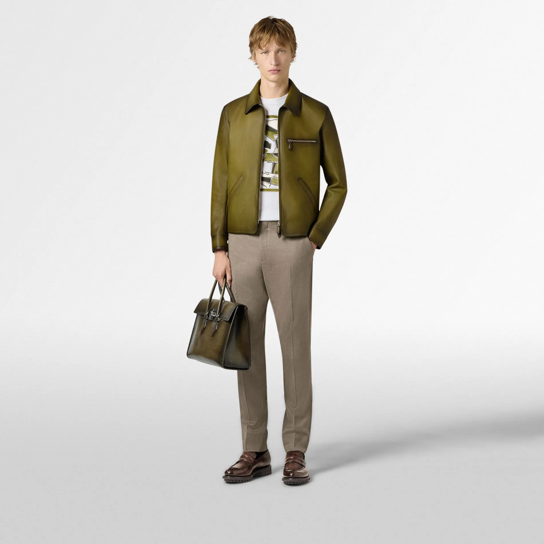 Berluti Blouson 1 Jour en Cuir Patiné | Cuir