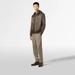 Berluti Blouson &agrave; Capuche 1 Jour en Cuir Patin&eacute; | Cuir