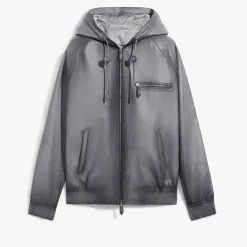 Berluti Blouson à Capuche En Cuir Patiné | Cuir