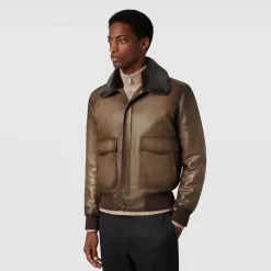 Berluti Blouson Aviateur en Cuir Patin&eacute; | Cuir