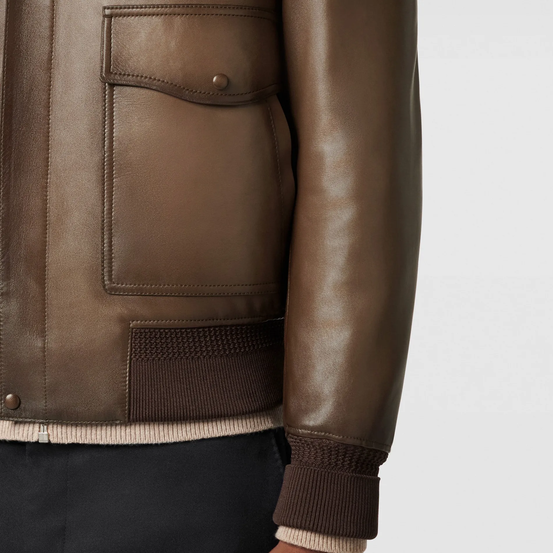 Berluti Blouson Aviateur en Cuir Patiné | Cuir
