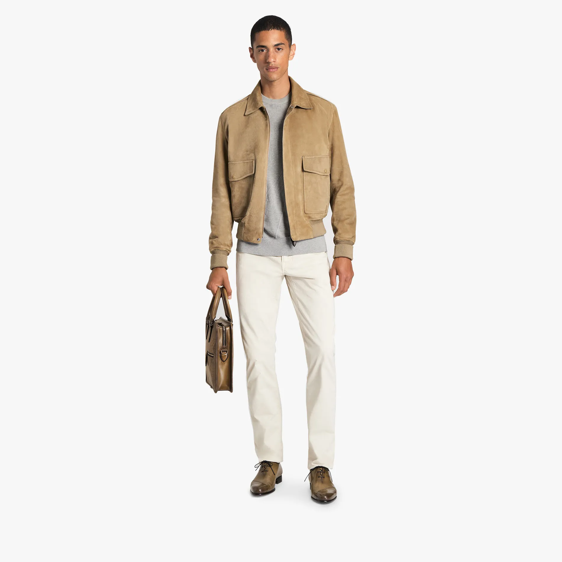 Berluti Blouson d’Aviateur En Veau Velours | Cuir