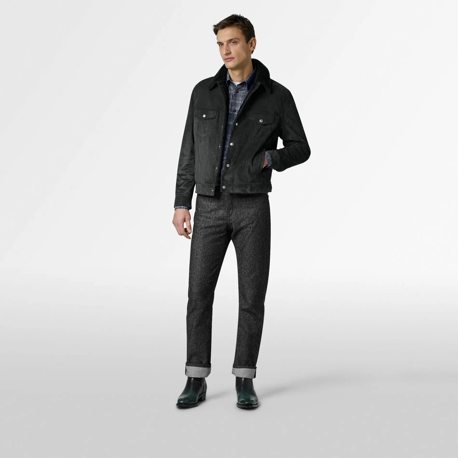 Berluti Blouson Embossé en Cuir avec Intérieur Shearling | Cuir