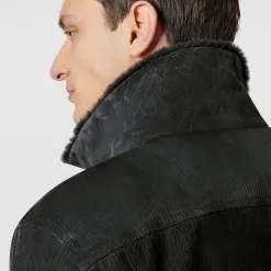 Berluti Blouson Embossé en Cuir avec Intérieur Shearling | Cuir