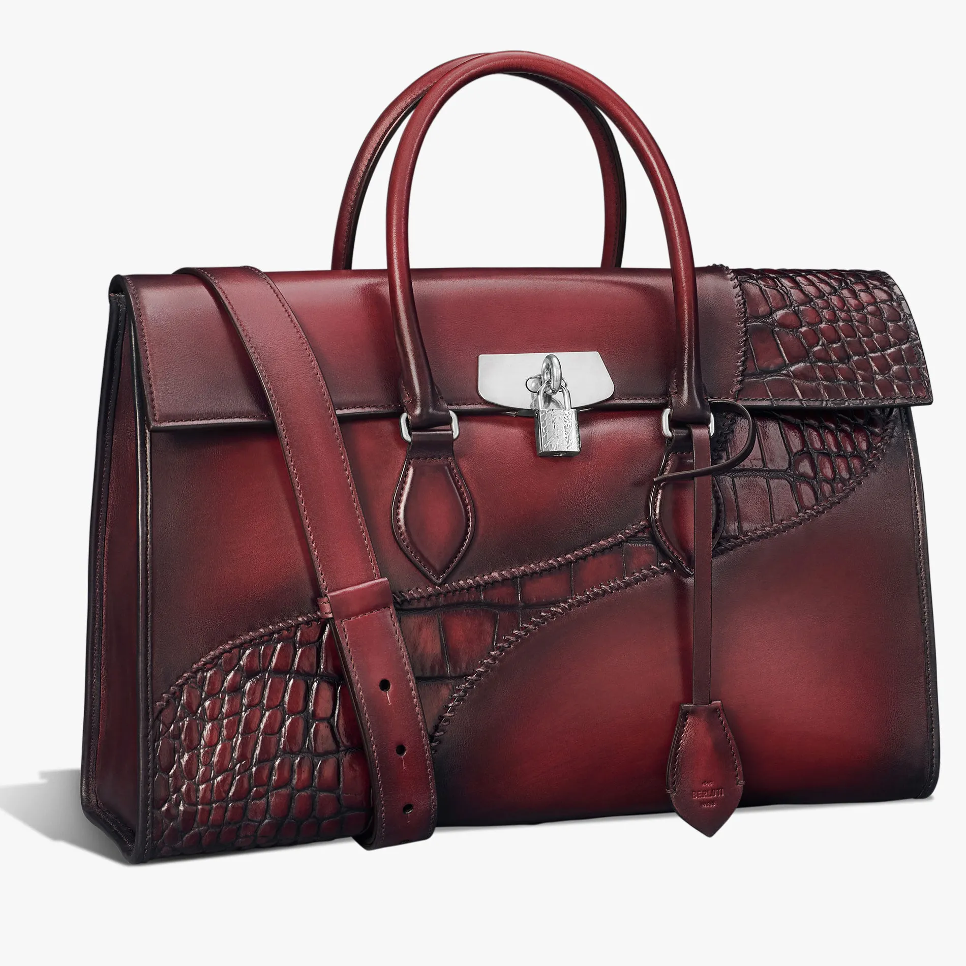 Berluti Cartable E&rsquo;mio en cuir de veau et d'alligator | Cartables