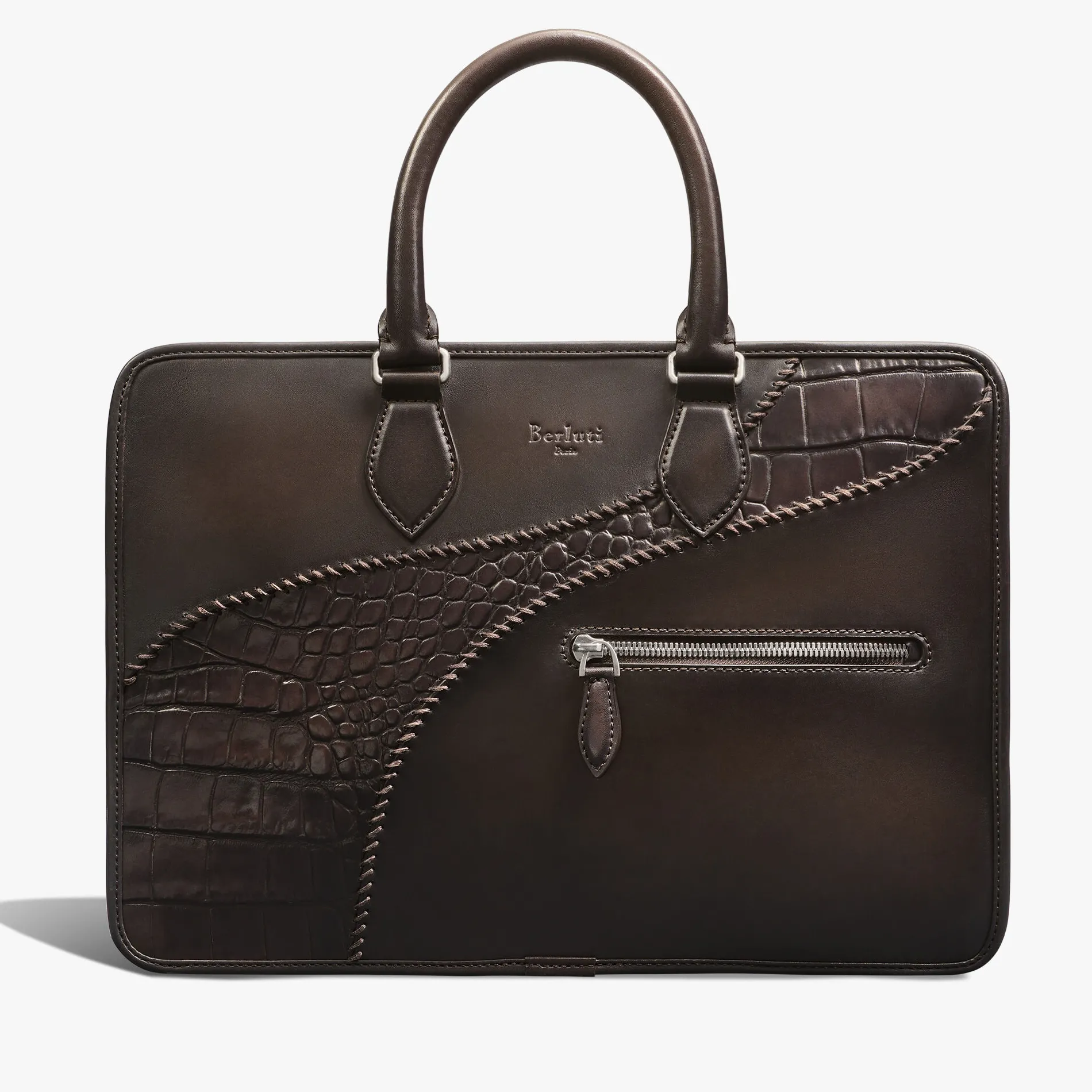 Berluti Cartable Un Jour Mini en cuir de veau et d'alligator | Cartables