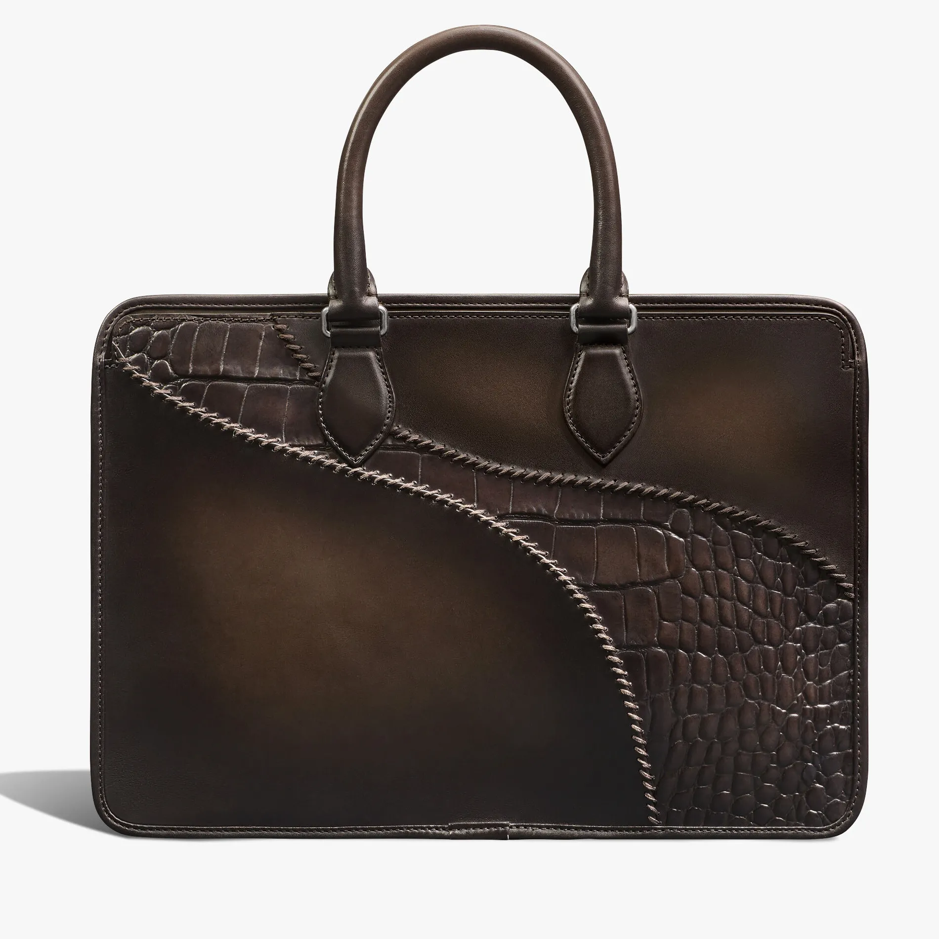 Berluti Cartable Un Jour Mini en cuir de veau et d'alligator | Cartables