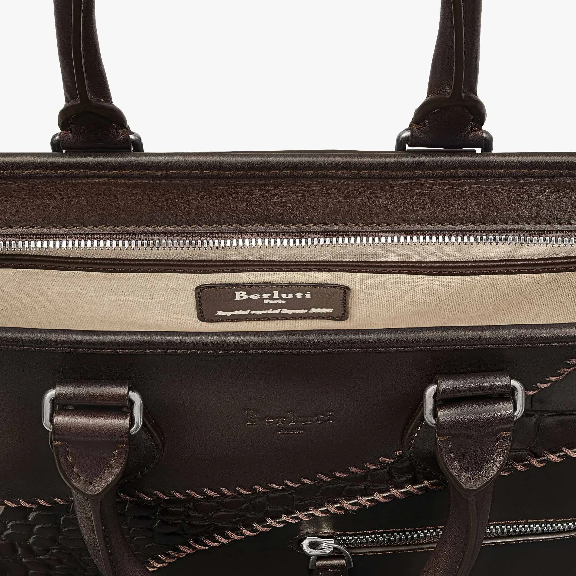Berluti Cartable Un Jour Mini en cuir de veau et d'alligator | Cartables