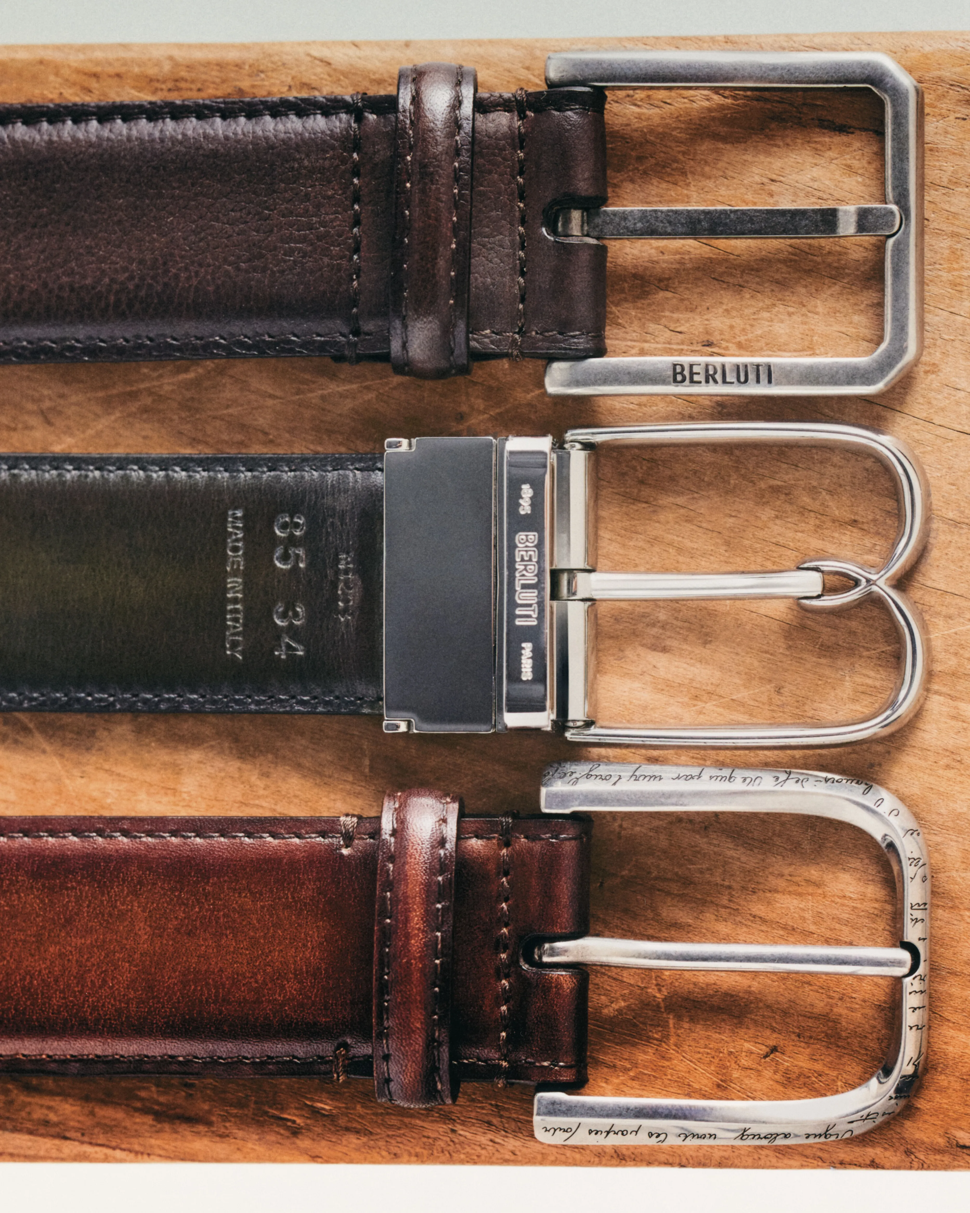 Berluti Ceinture R&eacute;versible B Volute 35Mm En Cuir Scritto | Ceintures