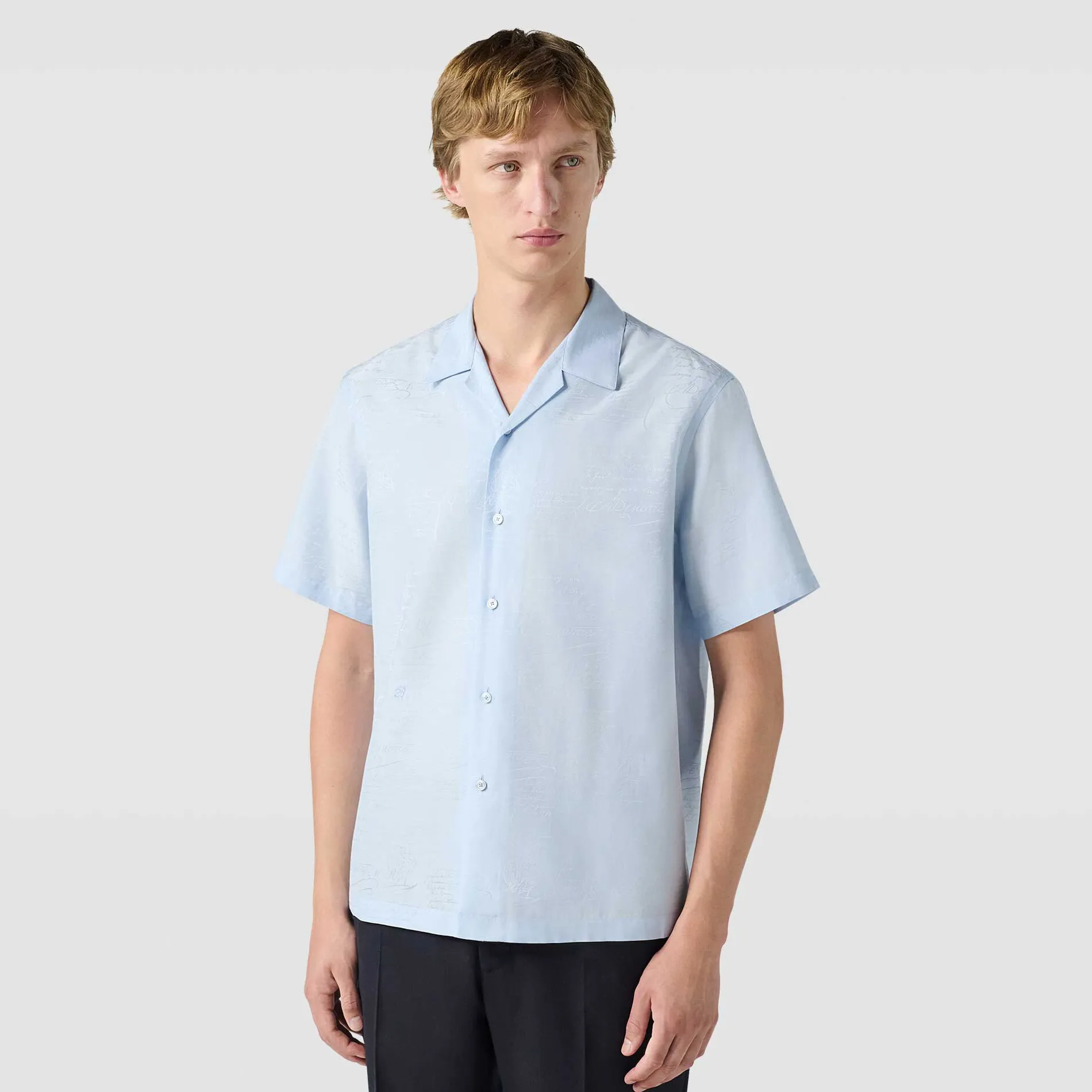 Berluti Chemise &Agrave; Manches Courtes En Coton Et Soie Avec Imprim&eacute; | Chemises