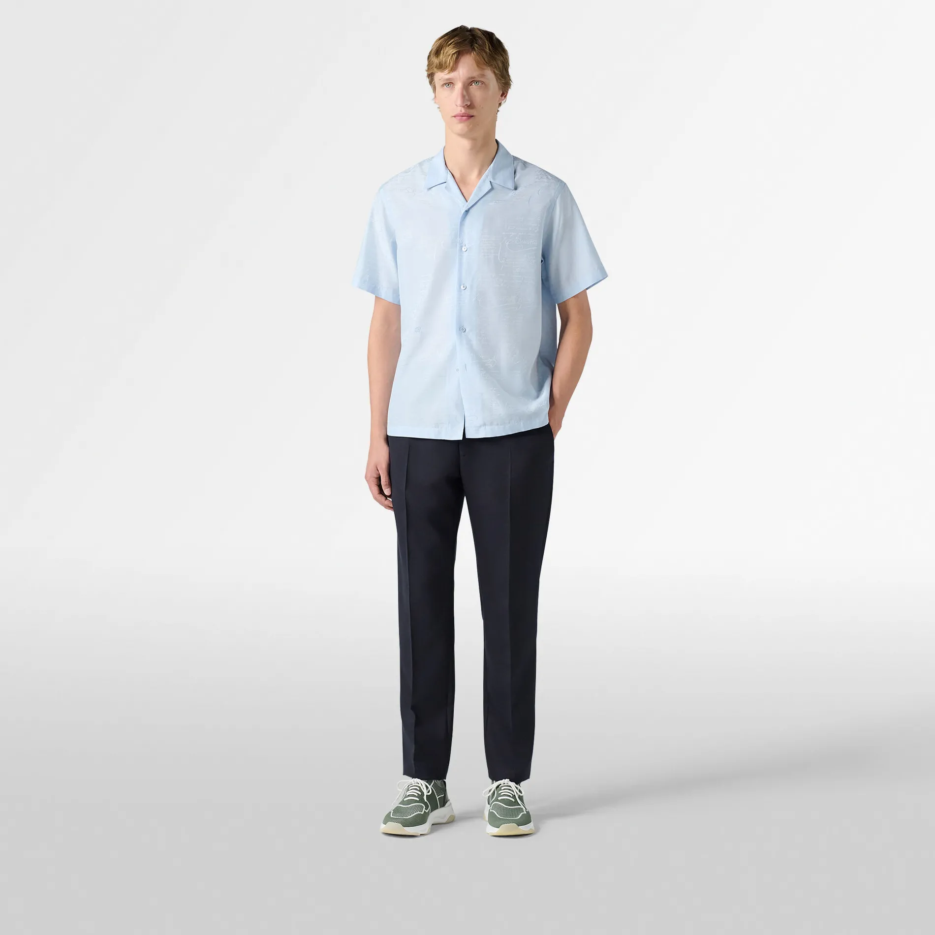 Berluti Chemise &Agrave; Manches Courtes En Coton Et Soie Avec Imprim&eacute; | Chemises