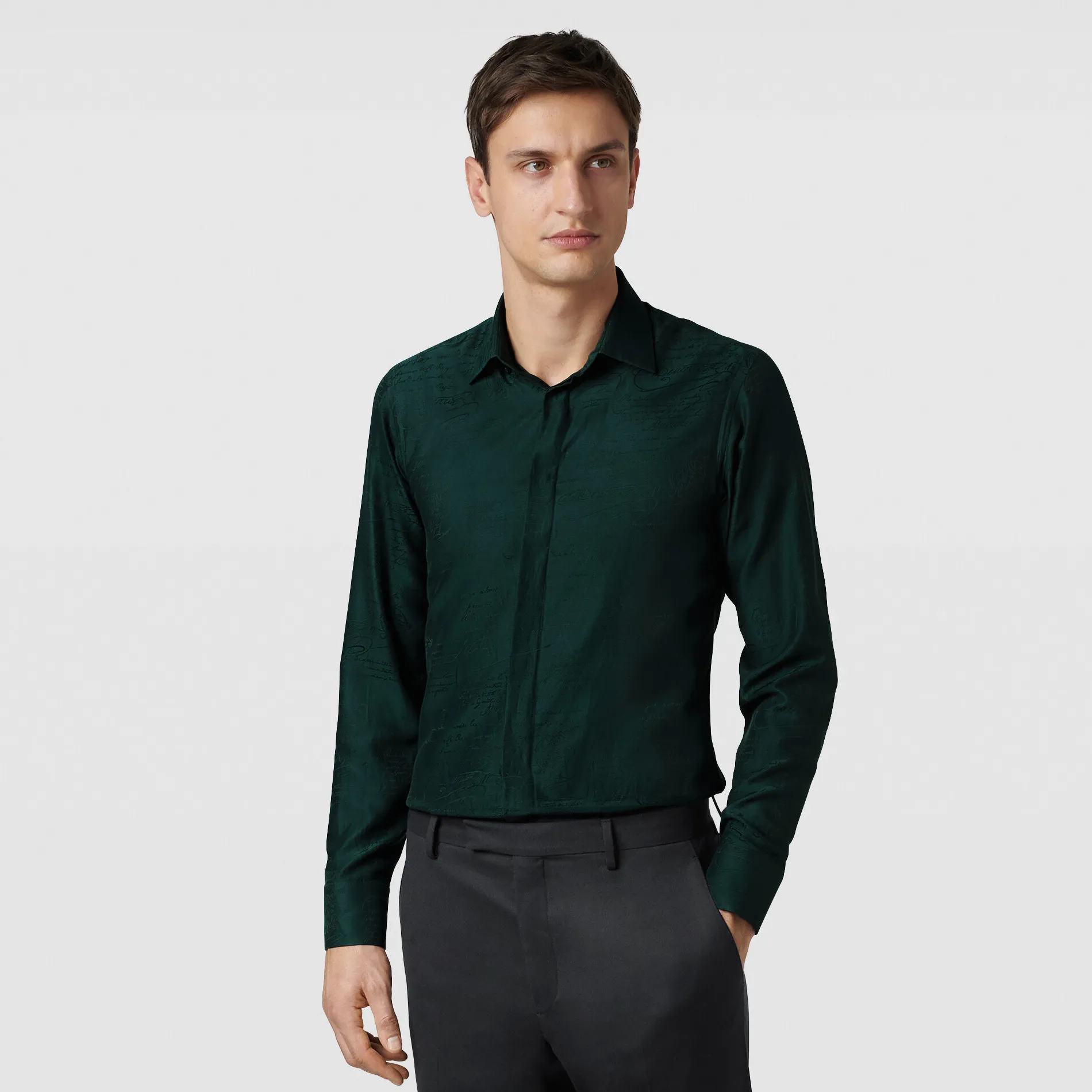 Berluti Chemise Andy en Coton et Soie Scritto | Chemises