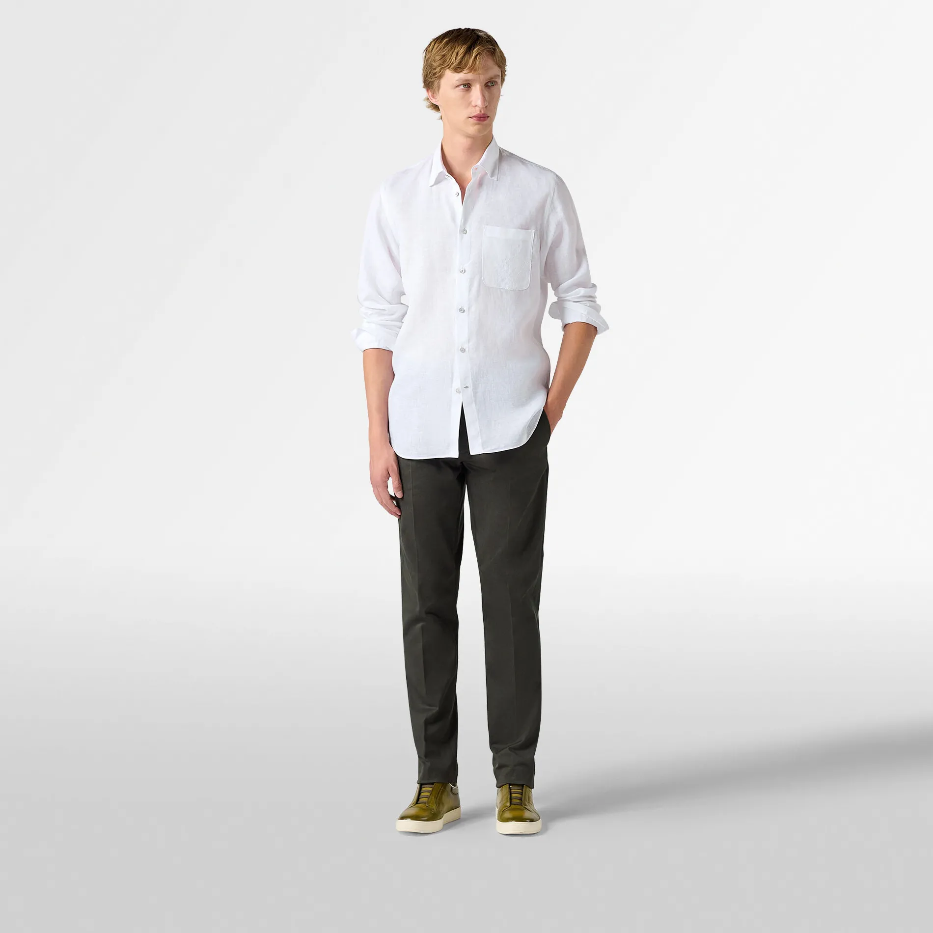 Berluti Chemise En Lin Avec Poche Scritto | Chemises