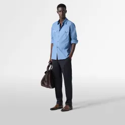 Berluti Chemise Militaire En Chambray De Coton | Chemises