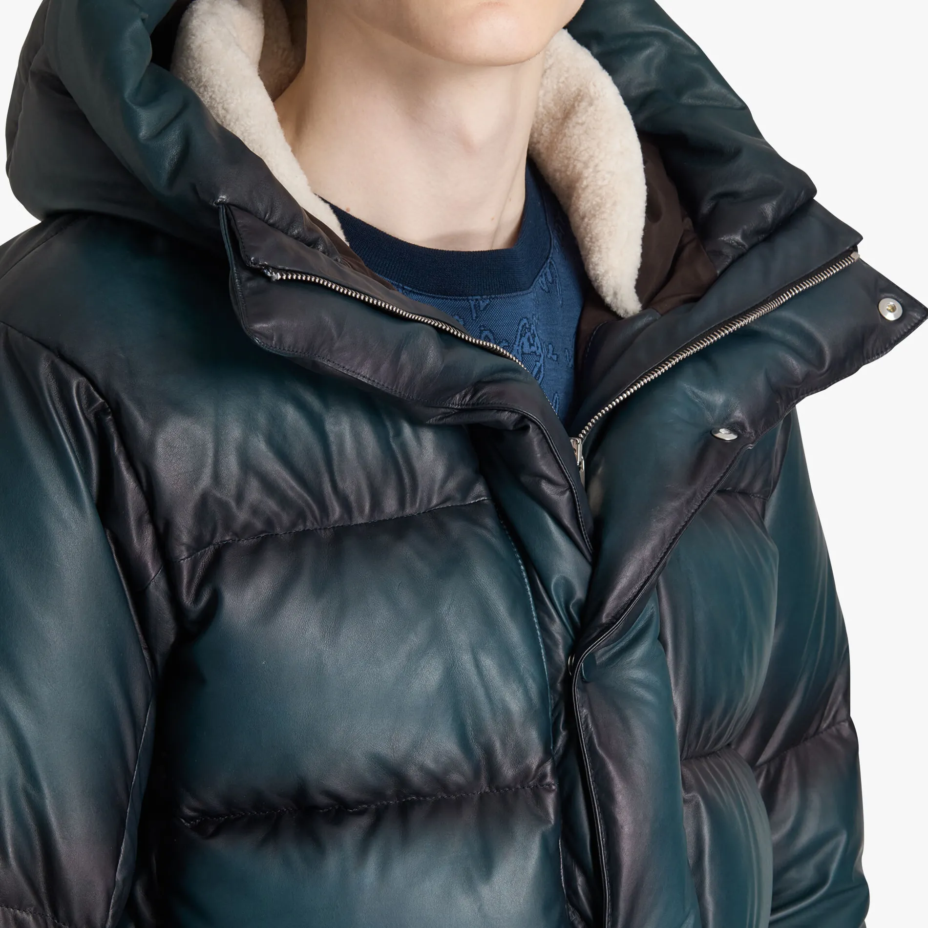 Berluti Doudoune En Cuir Patiné | Cuir