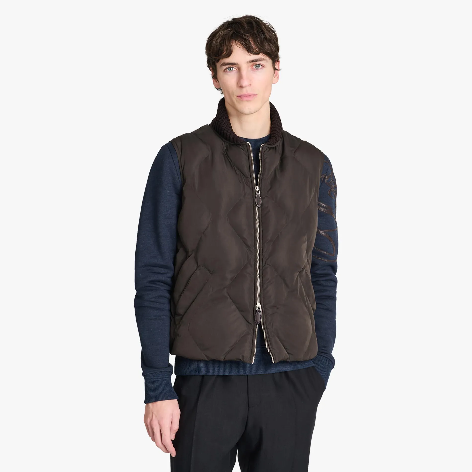 Berluti Doudoune Sans Manches En Nylon Matelassé Avec Col En Maille | Manteaux & Blousons