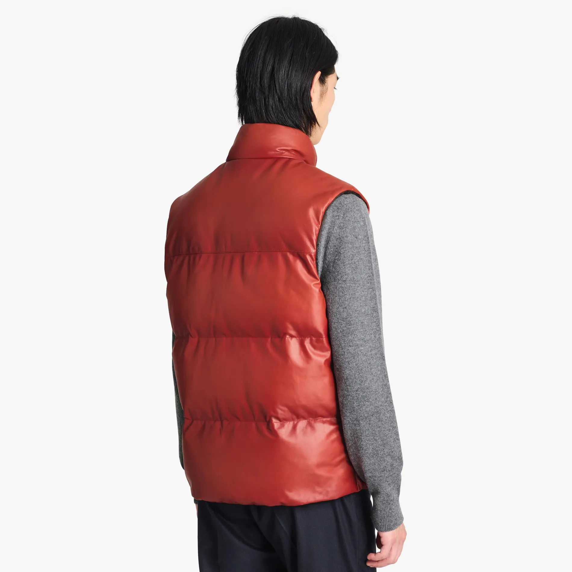 Berluti Doudoune Sans Manches En Cuir Patiné | Cuir