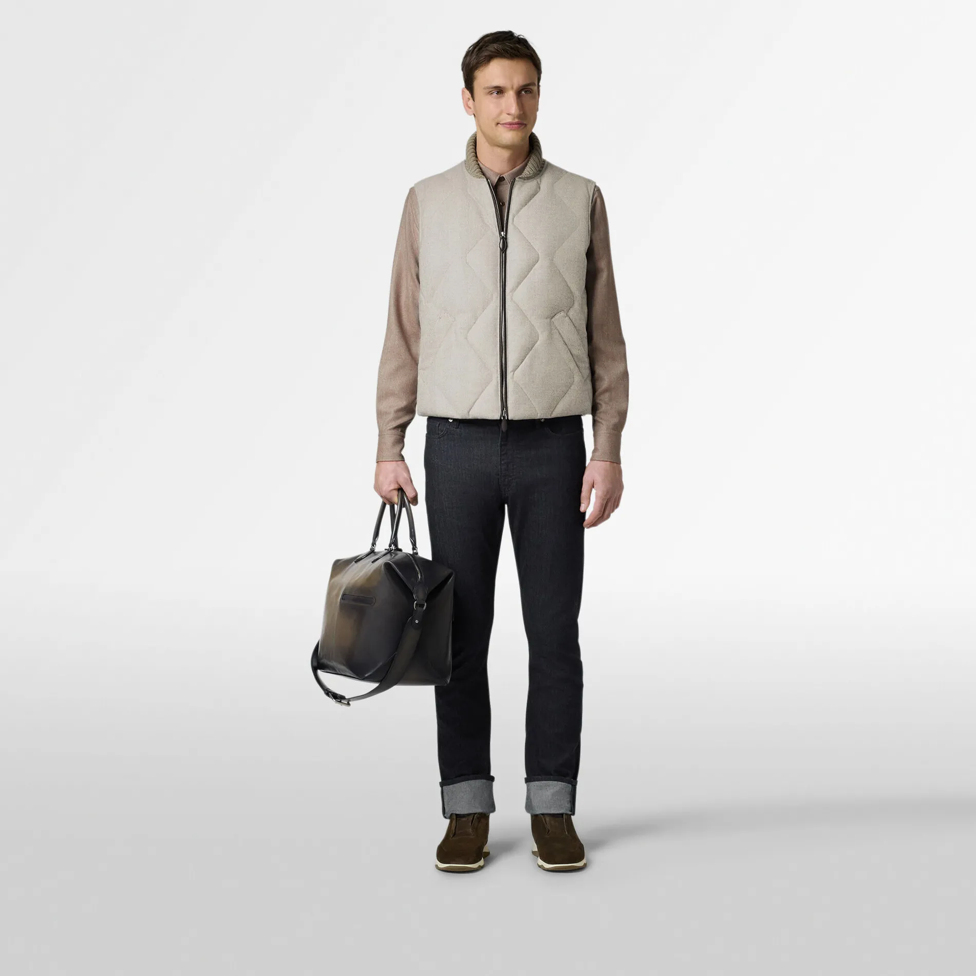 Berluti Doudoune Sans Manches en Laine &agrave; Chevrons | Manteaux & Blousons