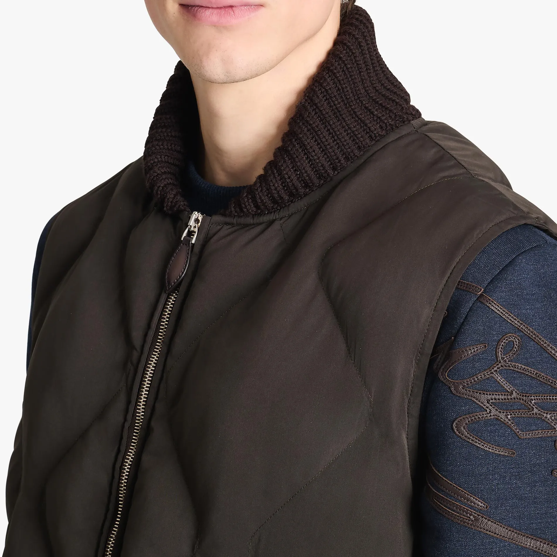 Berluti Doudoune Sans Manches En Nylon Matelassé Avec Col En Maille | Manteaux & Blousons