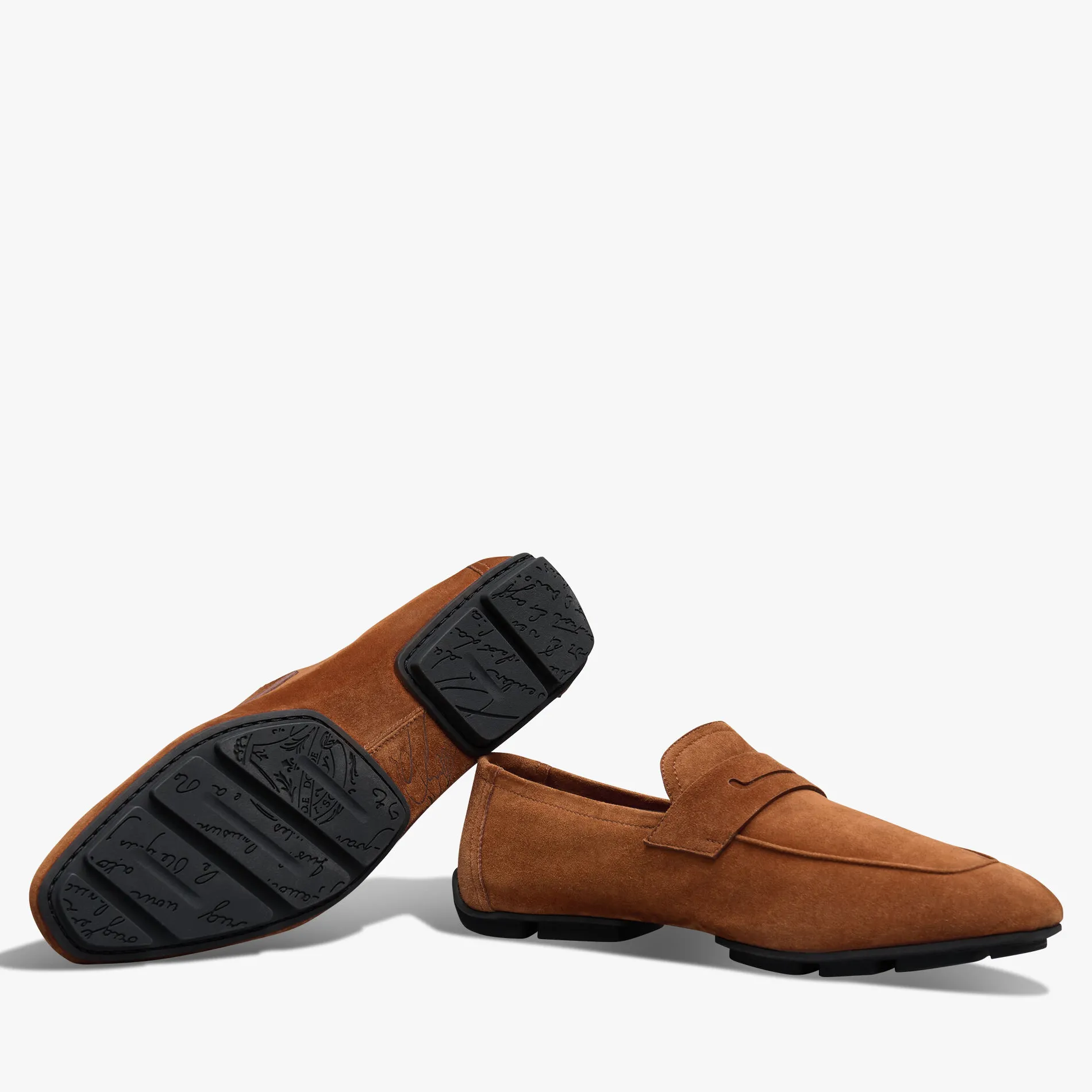 Berluti Mocassin Lorenzo Drive En Cuir De Veau Camoscio Scritto | Mocassins & Boucles