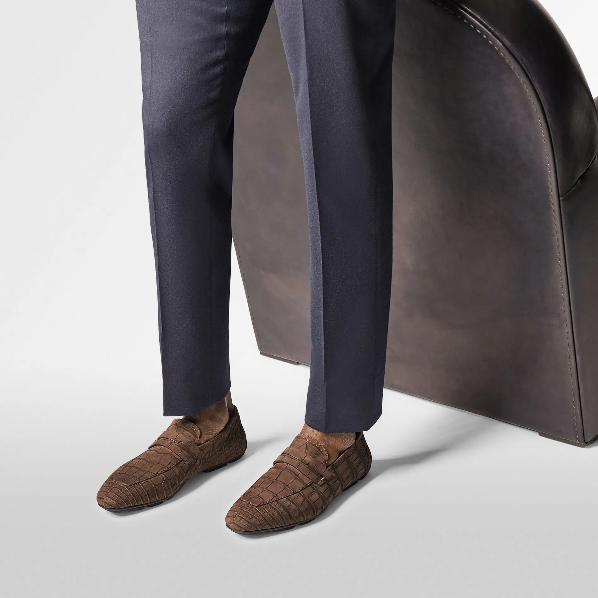 Berluti Mocassin Lorenzo Drive En Cuir d'Alligator Nubuck&eacute; | Mocassins & Boucles