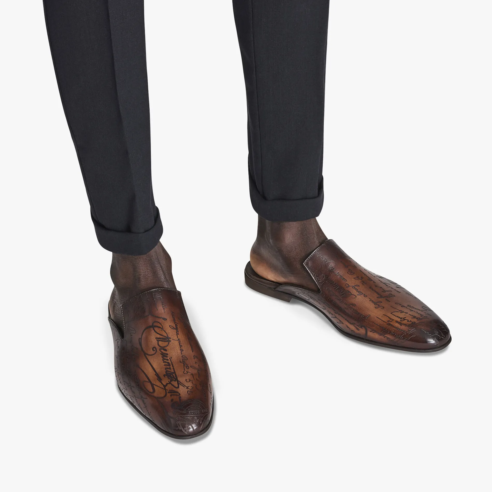 Berluti Mule Cyrus En Cuir Scritto | Mocassins & Boucles | Sandales