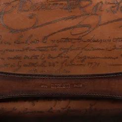 Berluti Pochette Zipp&eacute;e Rosewood En Cuir Scritto | Pochettes