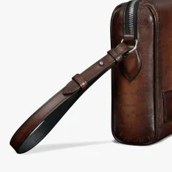 Berluti Pochette Zipp&eacute;e Rosewood En Cuir Scritto | Pochettes