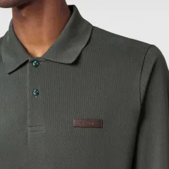 Berluti Polo Piqu&eacute; &agrave; Manches Longues avec D&eacute;tail en Cuir | Polos & T-shirts