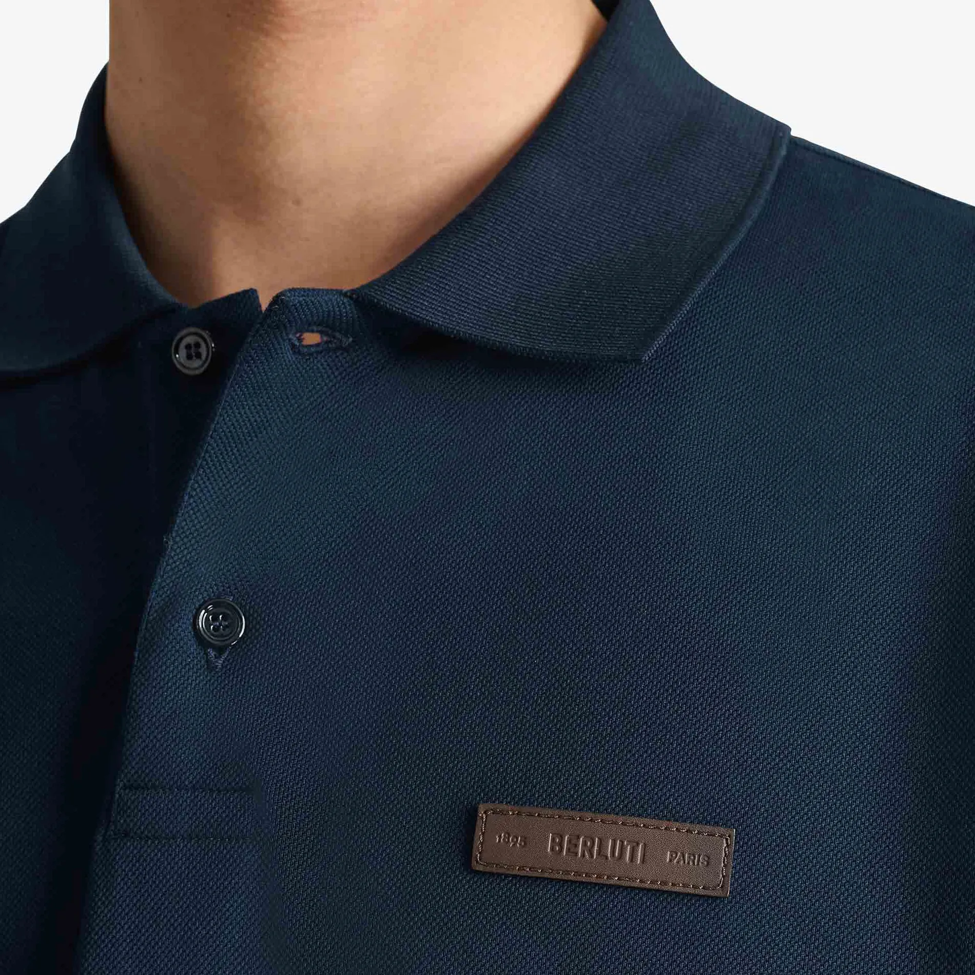 Berluti Polo Piqu&eacute; Avec D&eacute;tail En Cuir | Polos & T-shirts
