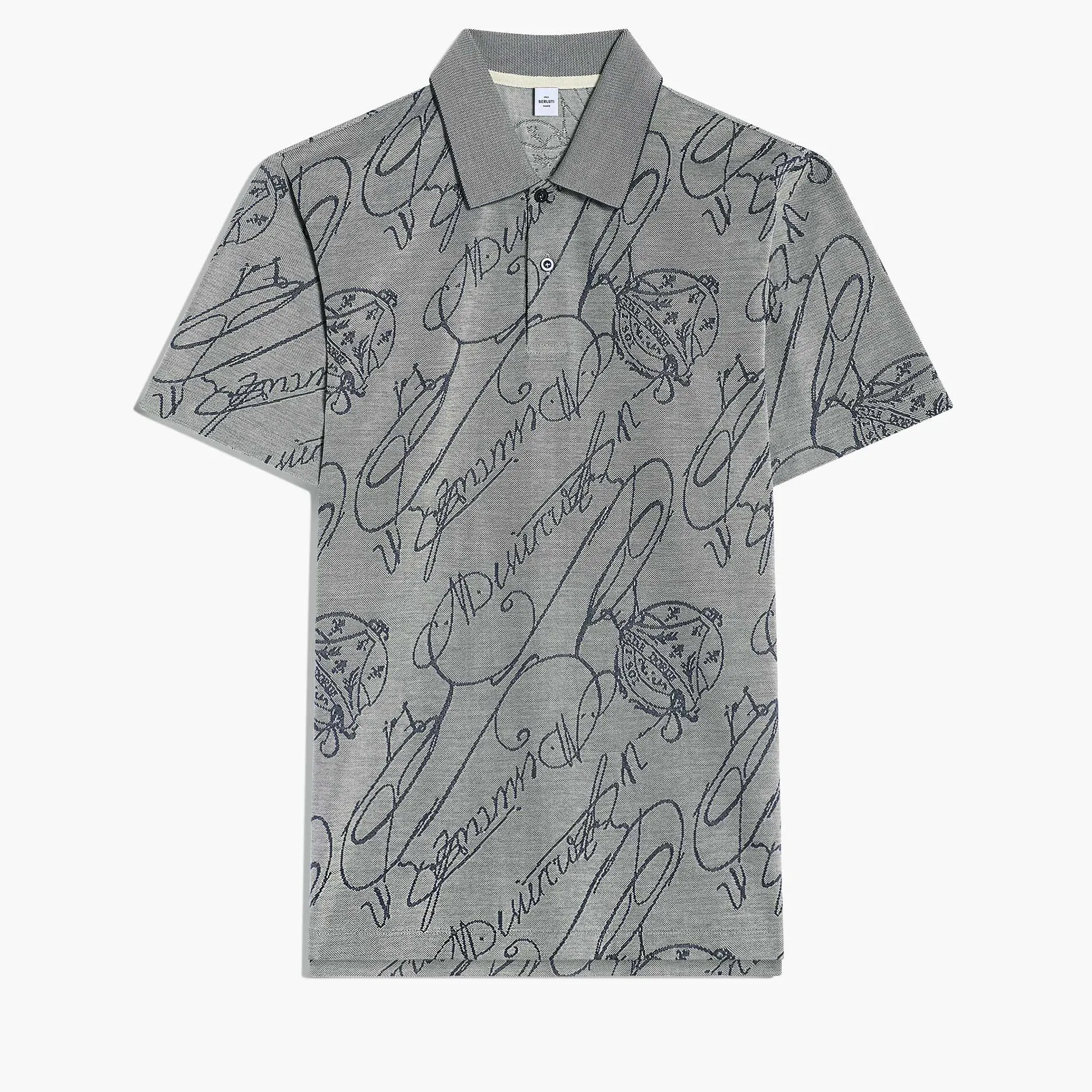 Berluti Polo Piqué Changeant Avec Scritto Arabesque | Polos & T-shirts