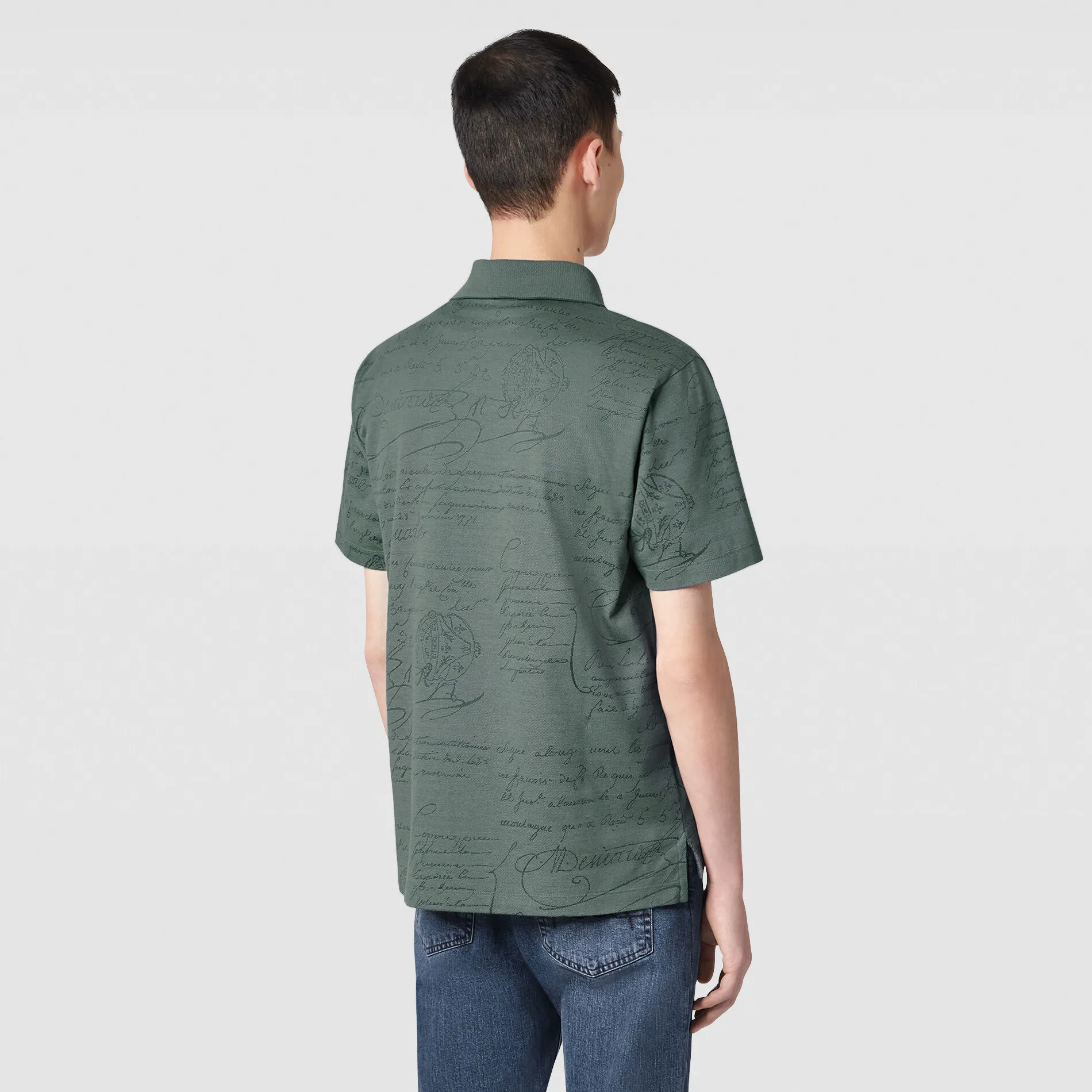 Berluti Polo Piqu&eacute; en Jacquard Scritto | Polos & T-shirts