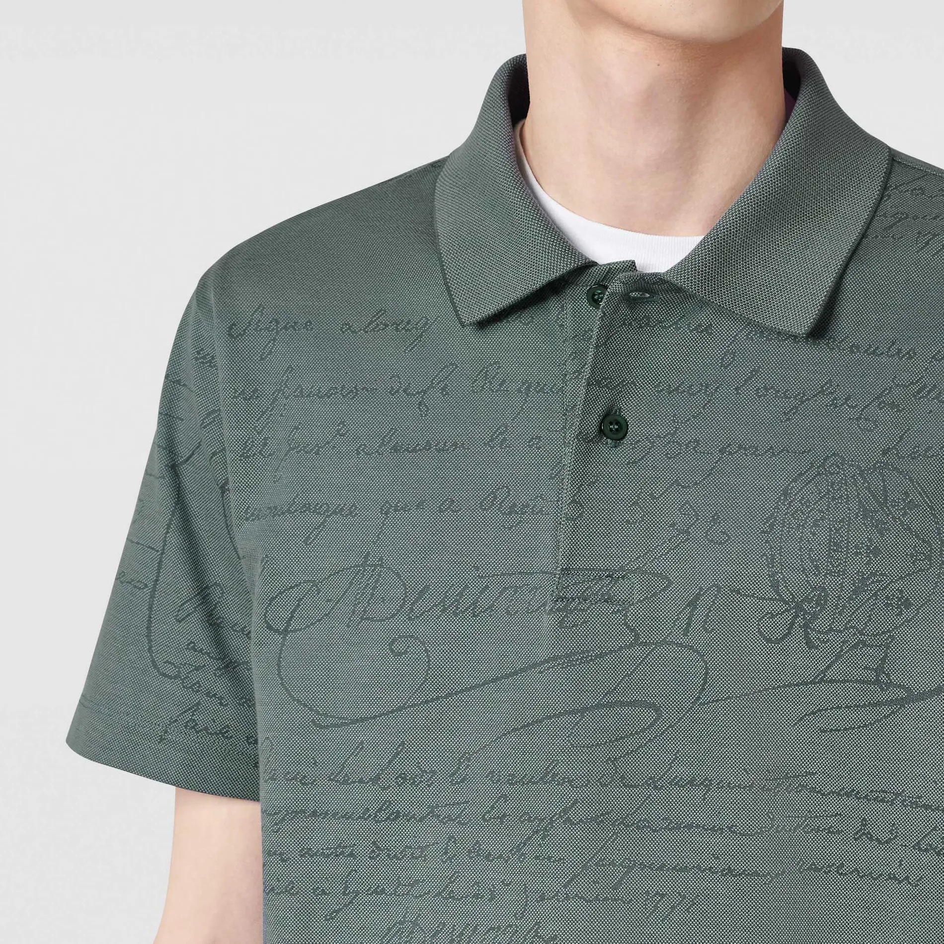 Berluti Polo Piqu&eacute; en Jacquard Scritto | Polos & T-shirts