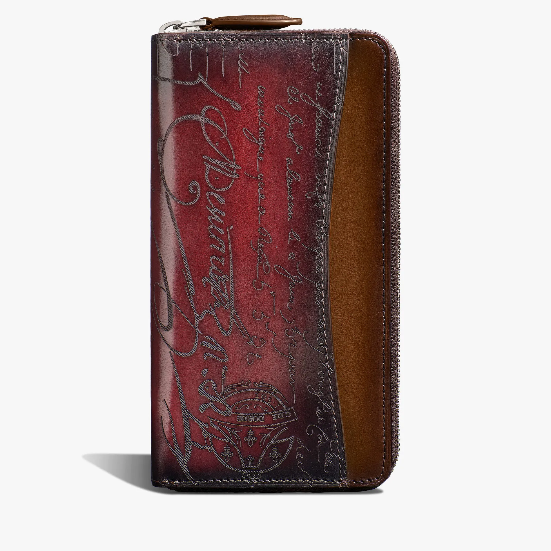 Berluti Portefeuille Long Zipp&eacute; Itauba En Cuir Scritto Swipe | Portefeuilles