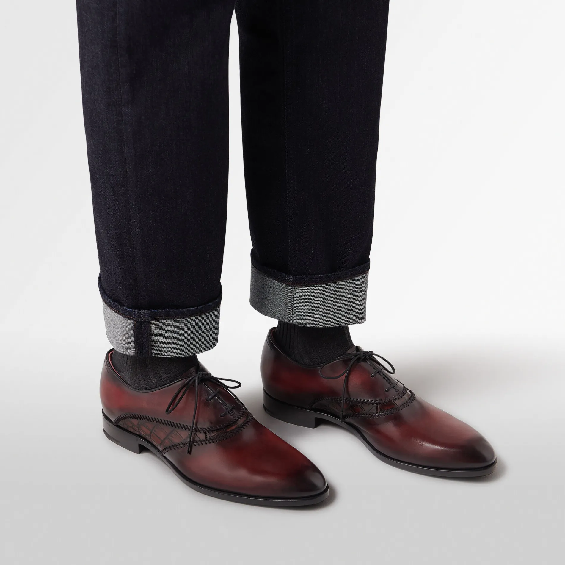 Berluti Richelieu Rapiécé-Reprisé en cuir et cuir d'alligator | Richelieus & Derbies