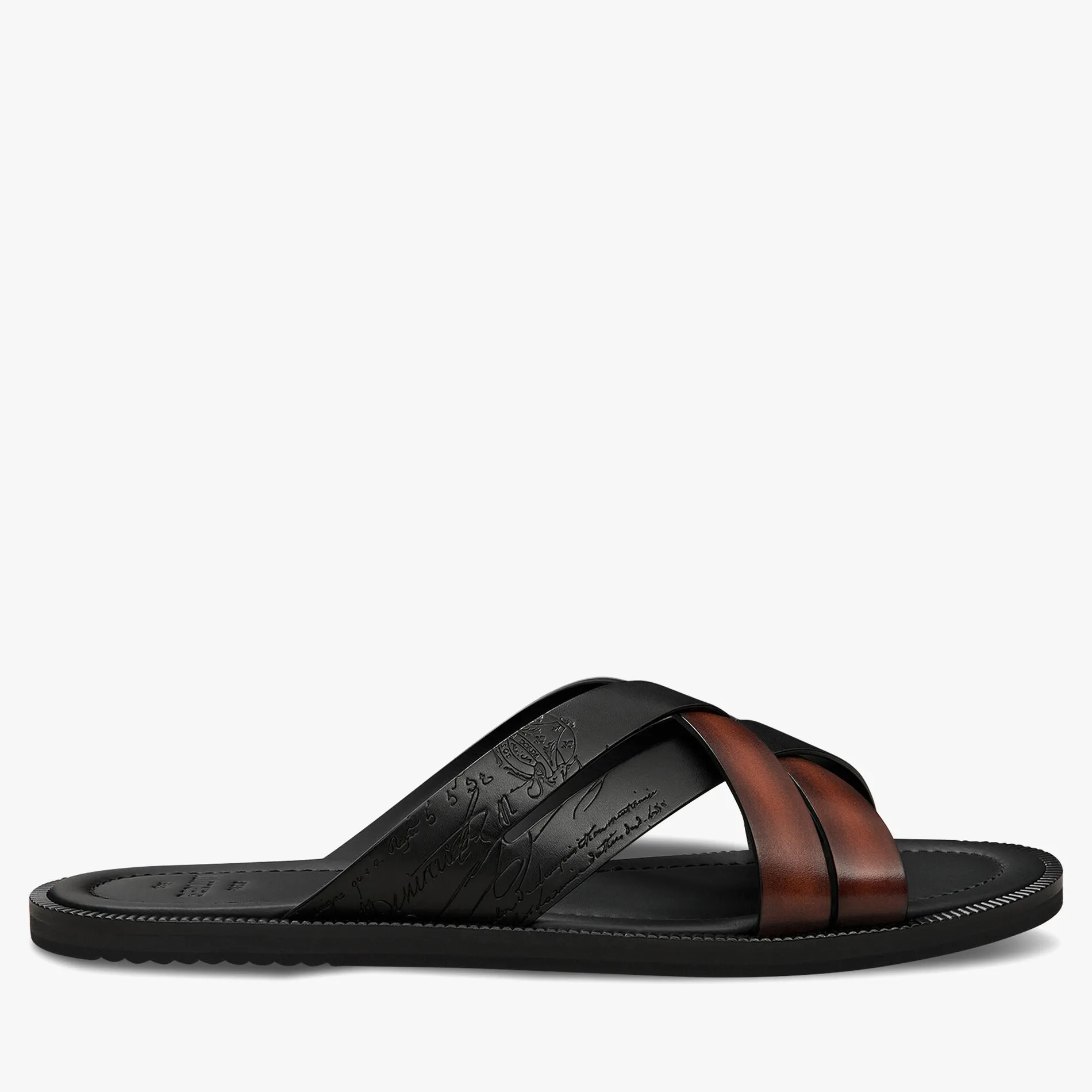 Berluti Sandale Sifnos En Cuir Scritto Avec D&eacute;tail Tress&eacute; | Sandales