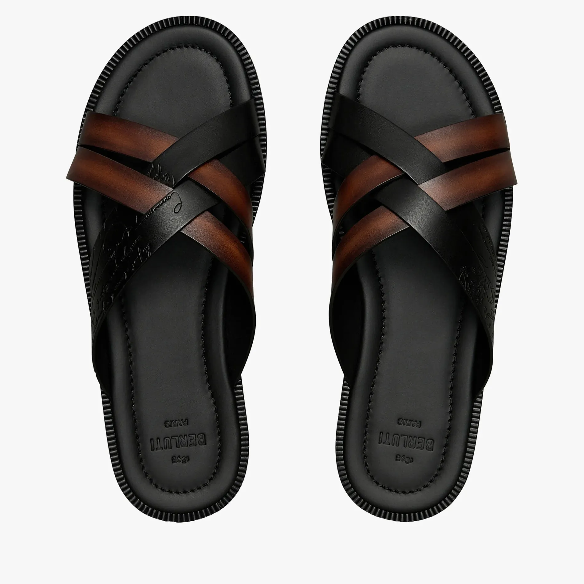 Berluti Sandale Sifnos En Cuir Scritto Avec D&eacute;tail Tress&eacute; | Sandales