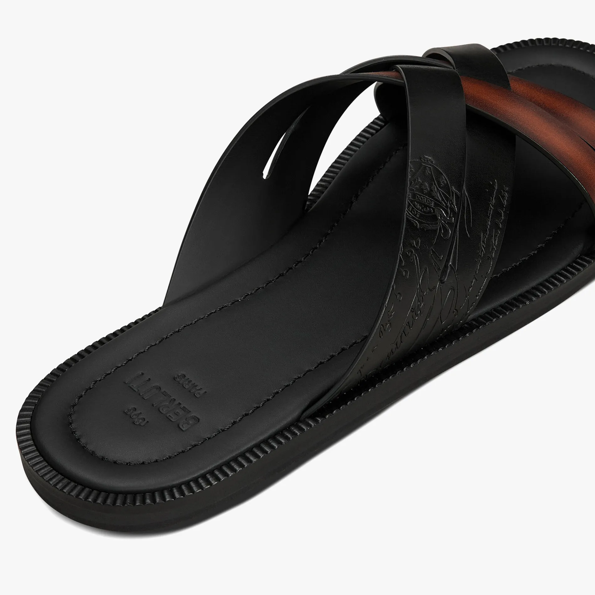 Berluti Sandale Sifnos En Cuir Scritto Avec D&eacute;tail Tress&eacute; | Sandales