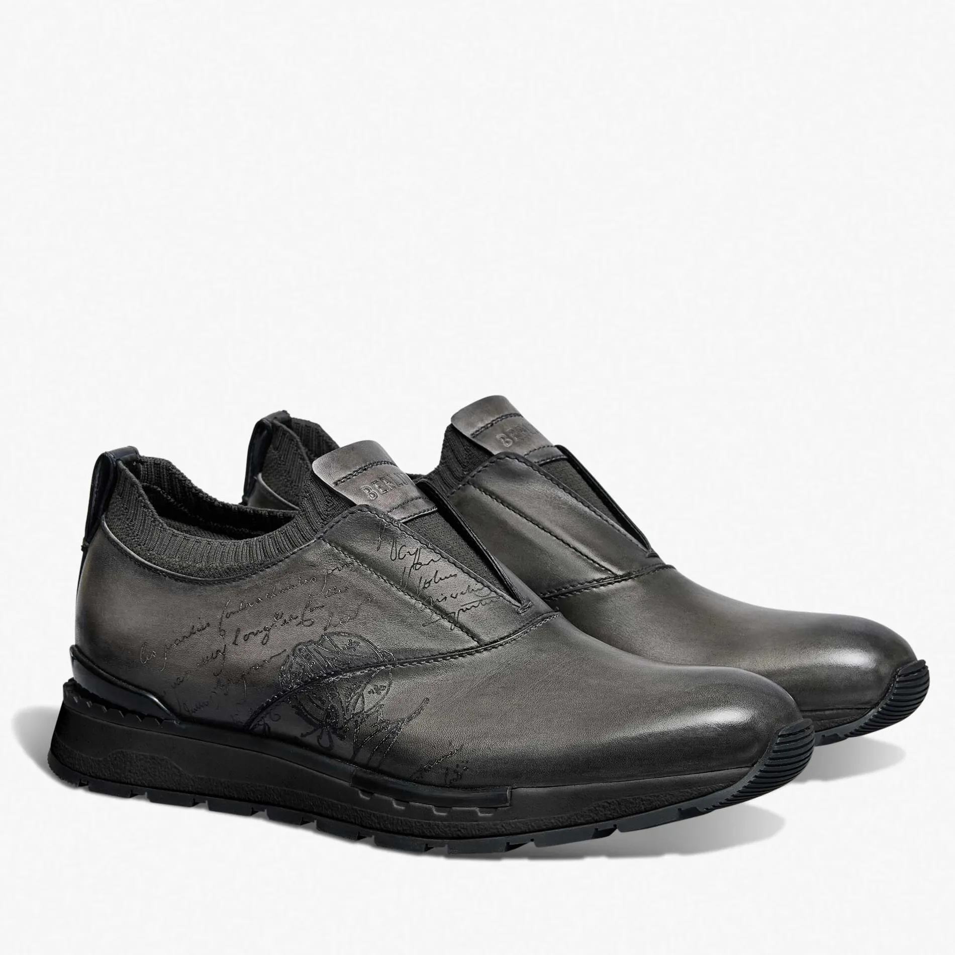 Berluti Slip On Sneaker Fast Track En Cuir Et Maille | Sneakers