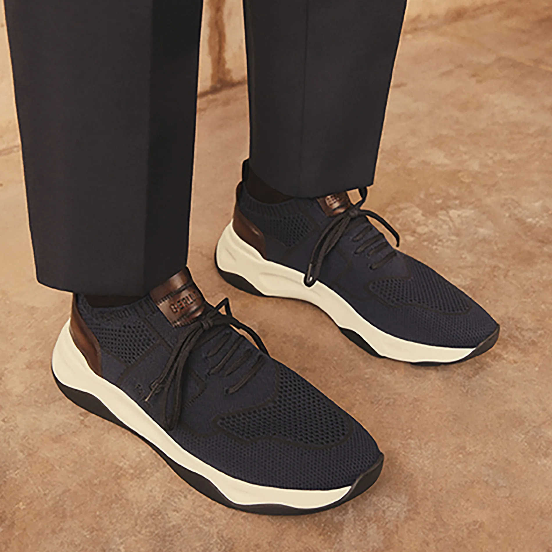 Berluti Sneaker Shadow En Maille Et Cuir De Veau Film Gomme | Sneakers | Shadow