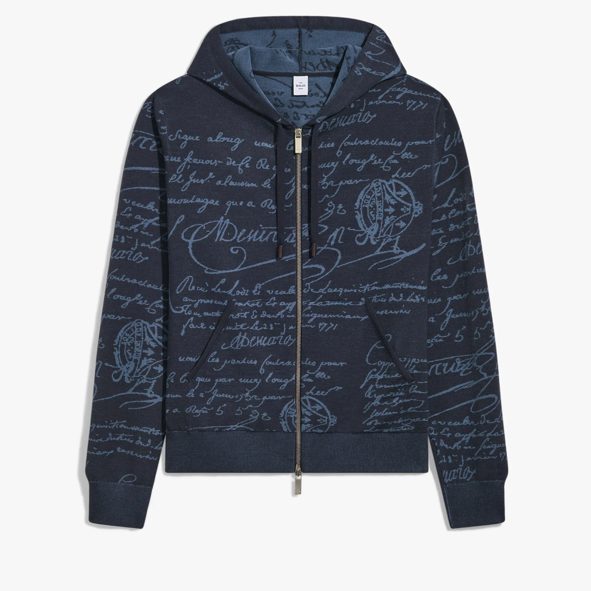 Berluti Sweat A Capuche Zipp&eacute; en Laine Scritto | Maille & Sweatshirts