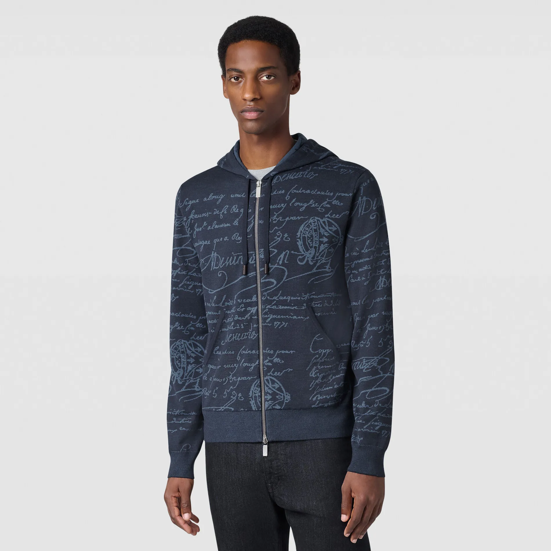 Berluti Sweat A Capuche Zipp&eacute; en Laine Scritto | Maille & Sweatshirts