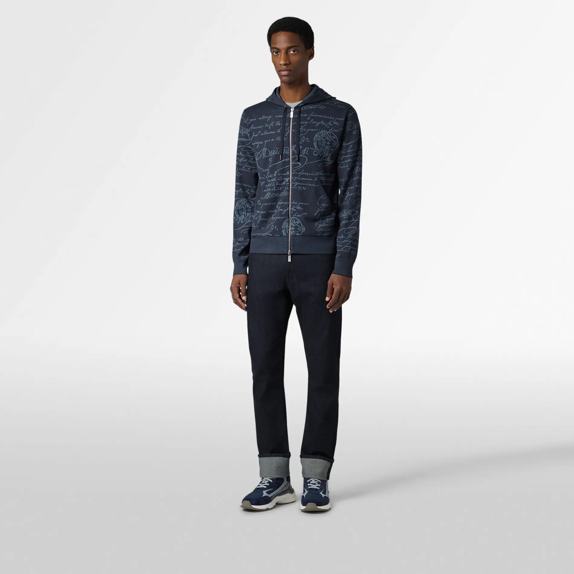 Berluti Sweat A Capuche Zipp&eacute; en Laine Scritto | Maille & Sweatshirts