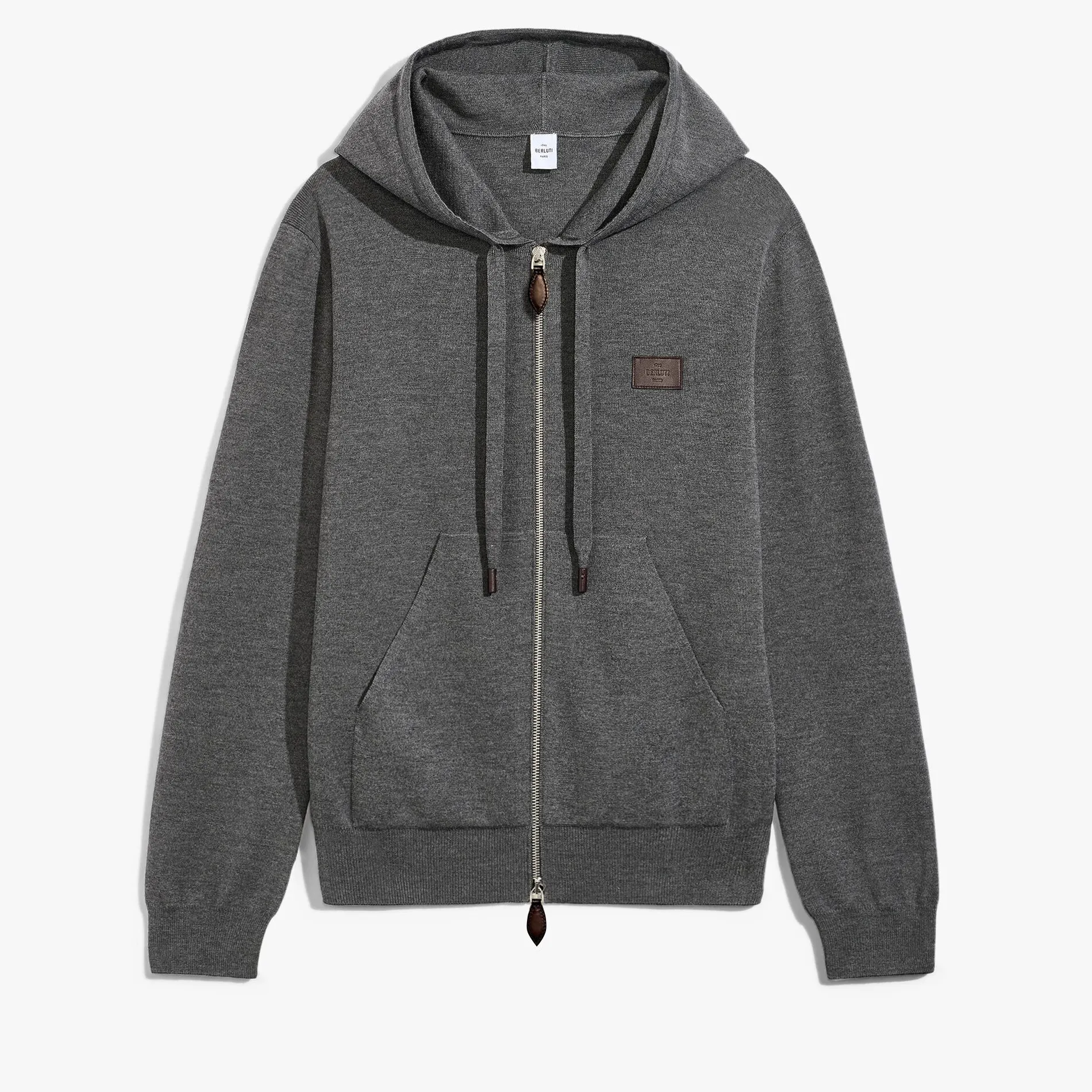 Berluti Sweat &Agrave; Capuche Zipp&eacute; Avec D&eacute;tail En Cuir | Maille & Sweatshirts