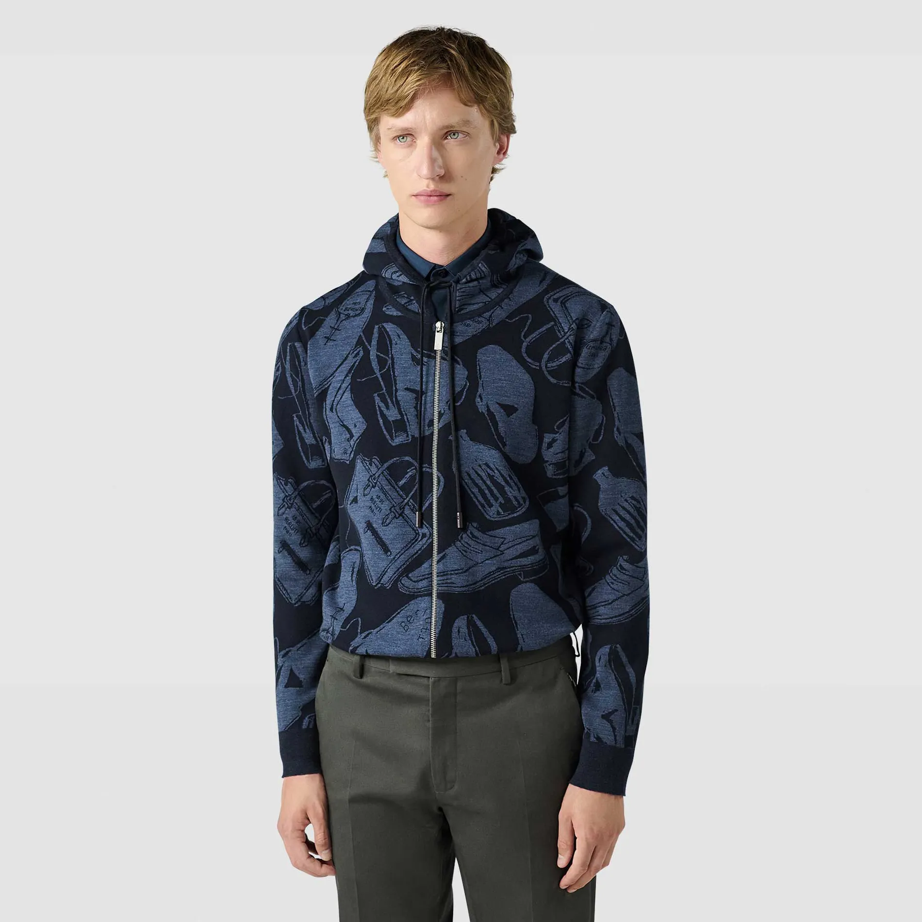 Berluti Sweat &Agrave; Capuche Zipp&eacute; En Laine Scritto | Maille & Sweatshirts