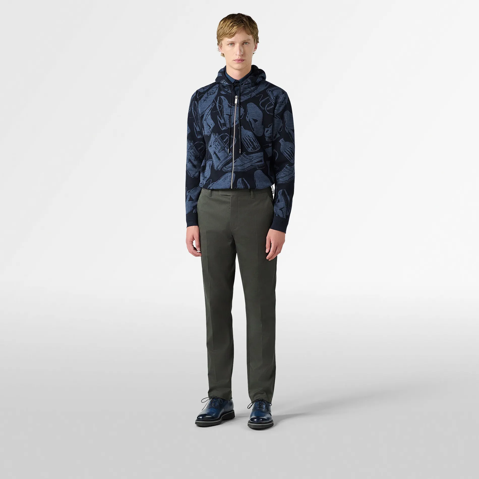 Berluti Sweat &Agrave; Capuche Zipp&eacute; En Laine Scritto | Maille & Sweatshirts