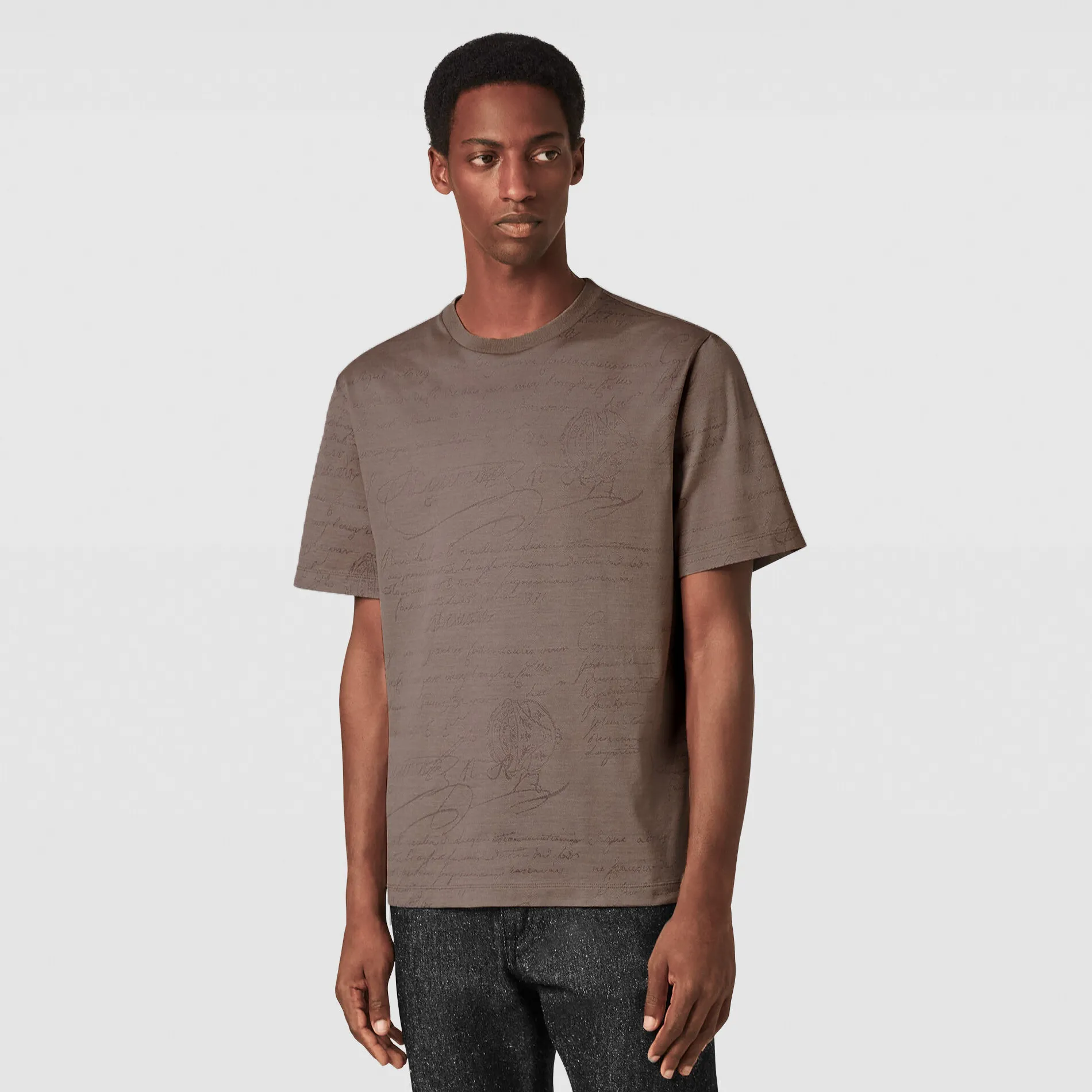 Berluti T-shirt Piqu&eacute; en Jacquard Scritto | Polos & T-shirts