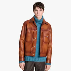 Berluti Veste Denim En Cuir Patin&eacute; | Cuir