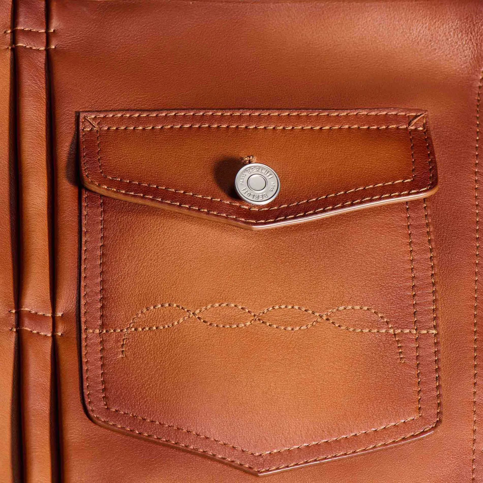 Berluti Veste Denim En Cuir Patiné | Cuir